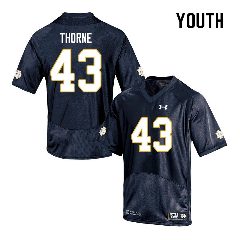 Youth #43 Marcus Thorne Notre Dame Fighting Irish College Football Jerseys Sale-Navy - Click Image to Close